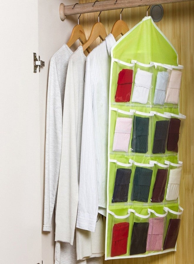 DITCAFOS Polyester Cloth Multifunction Clear 16 Pockets Socks, Shoe, Toy, Underwear, Slippers, Jewelry Sorting Storage Bag Door Wall Hanging Closet Organizer (Multicolour) - Image 3
